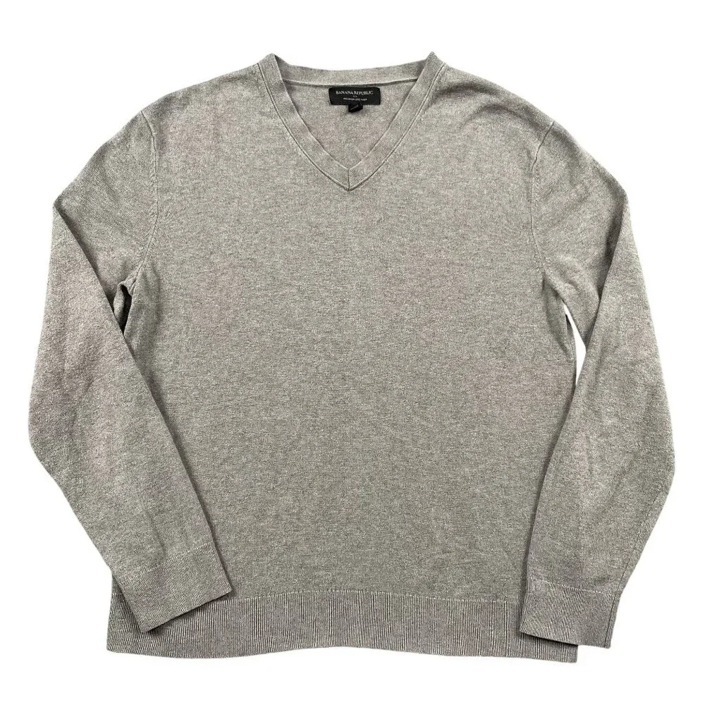 Banana Republic Sweater Mens Medium Cotton‎ Silk Cashmere Blend VNeck